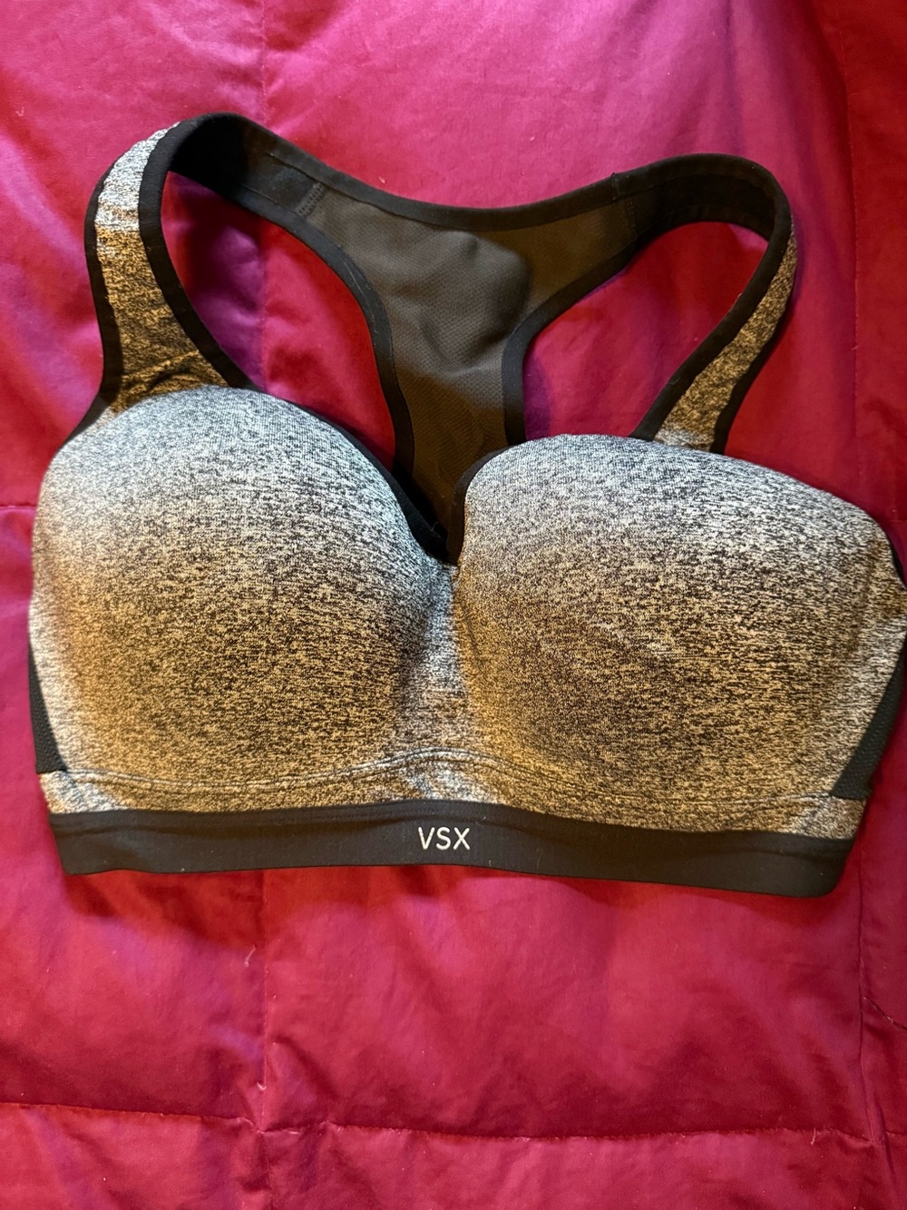 Victoria's Secret VSX Black & Gray Heather Racerback Sports Bra